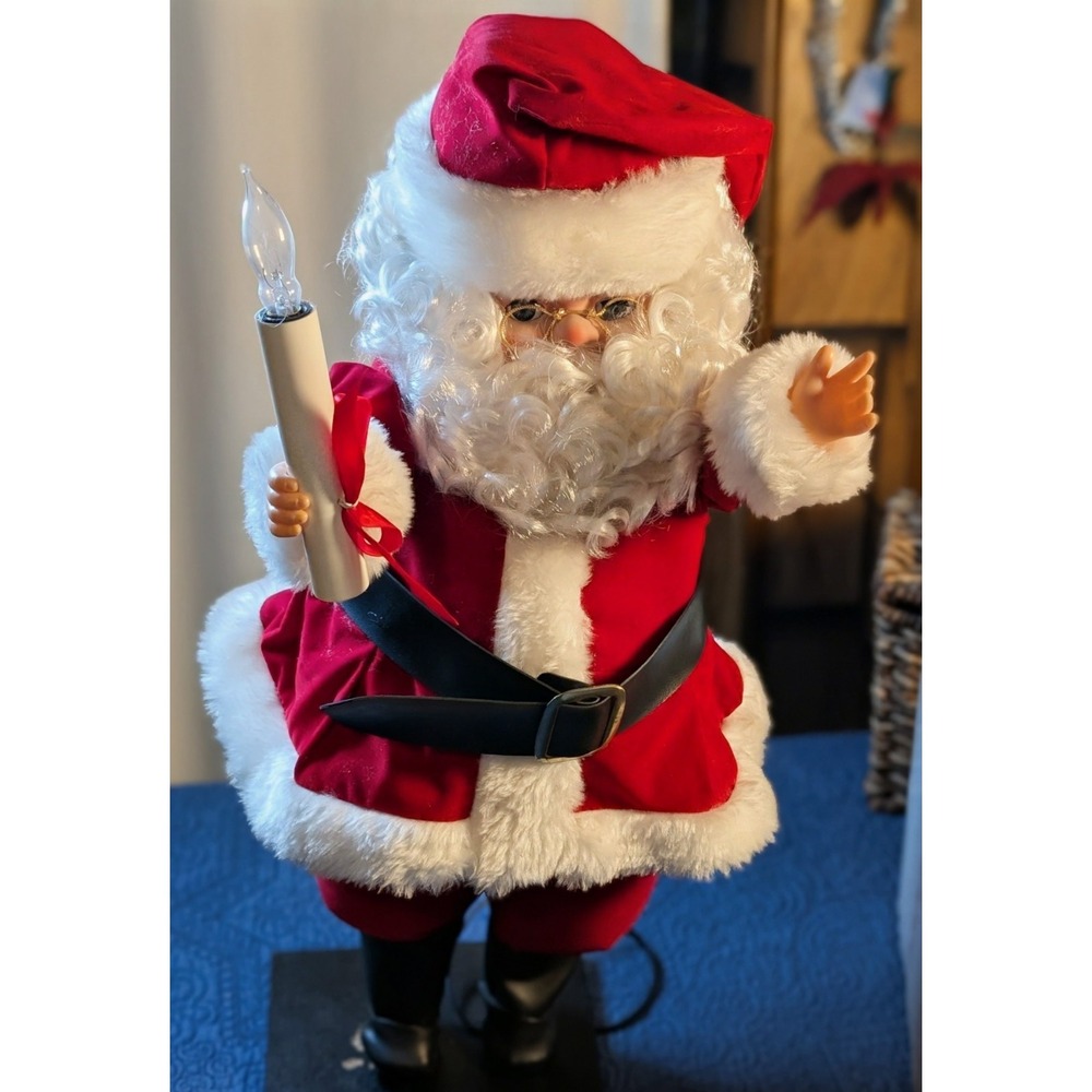 Vintage Design Arts Dancing Santa Clause Illuminated Candle 21" 1988 Christmas